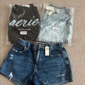 Aerie Denim Shorts Collection in Black and Blue